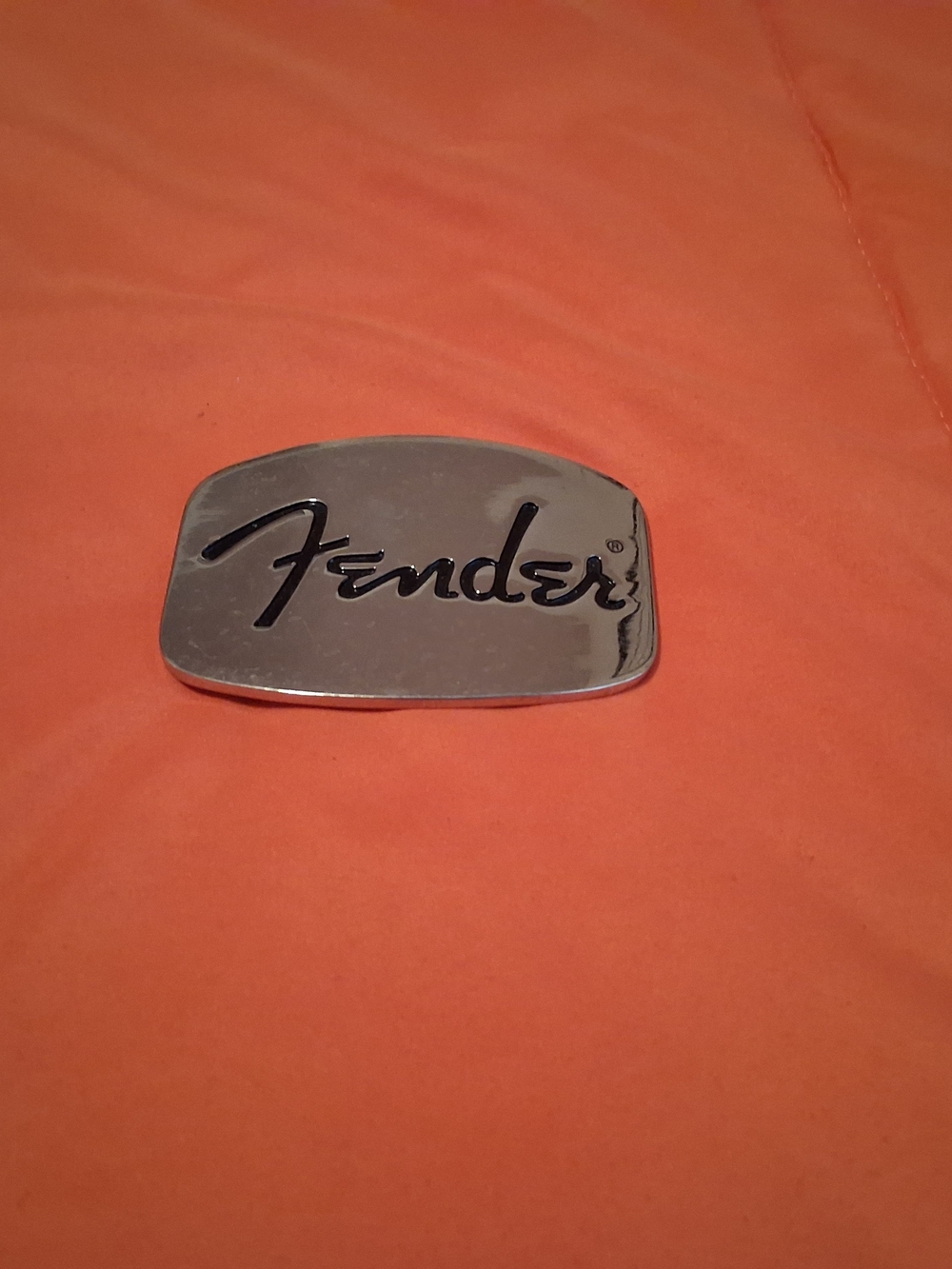 Fender Logo Silver Metal Belt Buckle Rectangular Interchangeable Fits 1.5in - Picture 3 of 3
